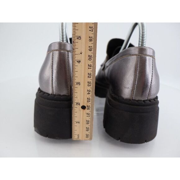 Free People Womens Lyra Lug Sole Penny Loafers Chunky Silver Leather 39 EU / 9 - Picture 3 of 14